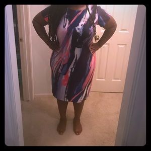 Multicolored shift dress (18w)